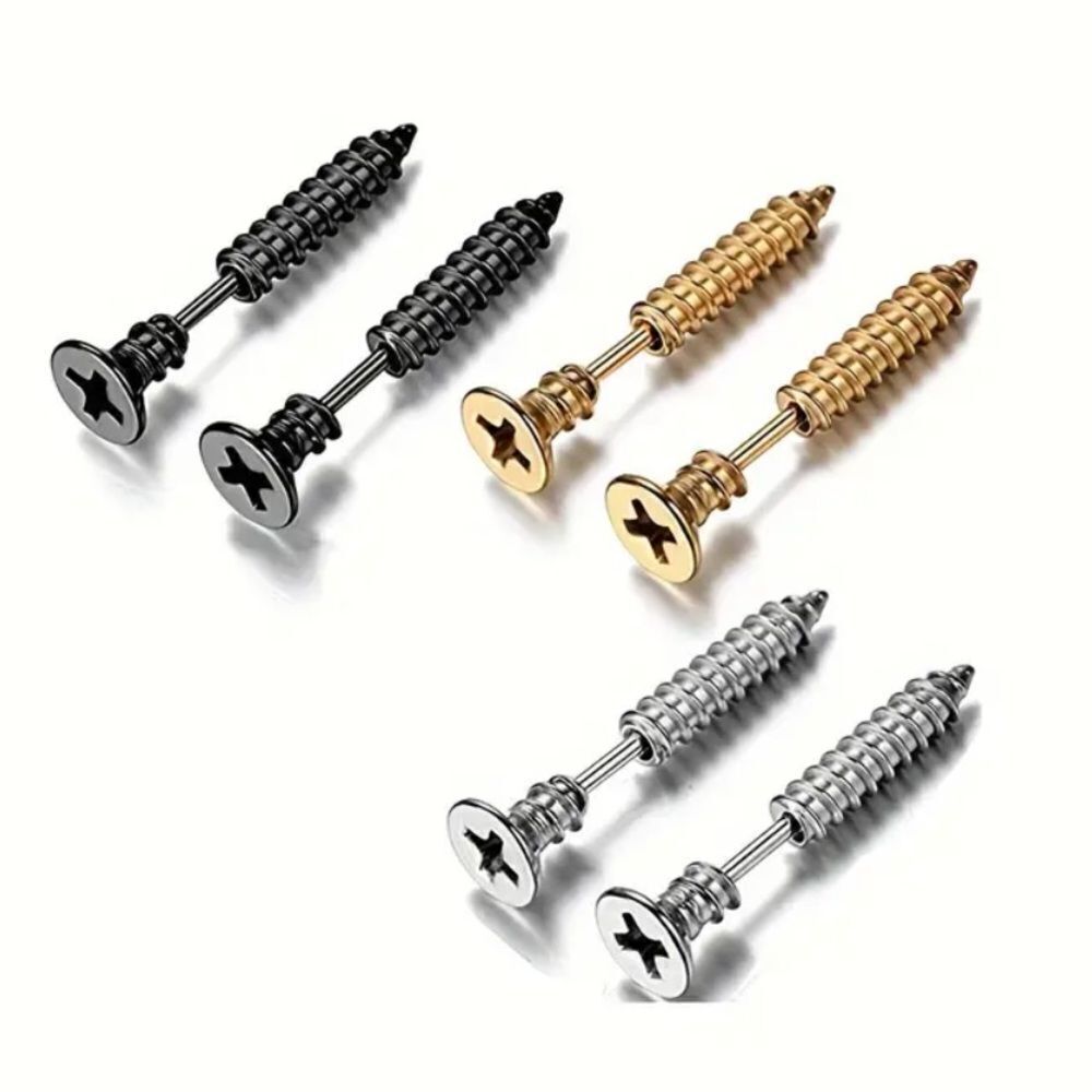 ✨🆕✨ Gold Silver Stainless Steel Screw Stud Earrings✨